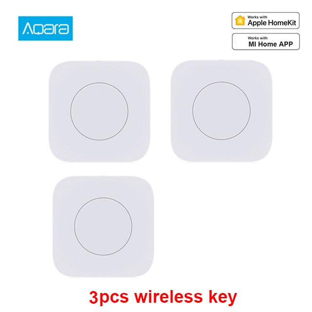 Xiaomi-Sensor Aqara Zigbee, miniinterruptor inalámbrico inteligente, conexión remota, botón de Control de una tecla, seguridad del hogar, Mihome Homekit: 3pcs Aqara switch