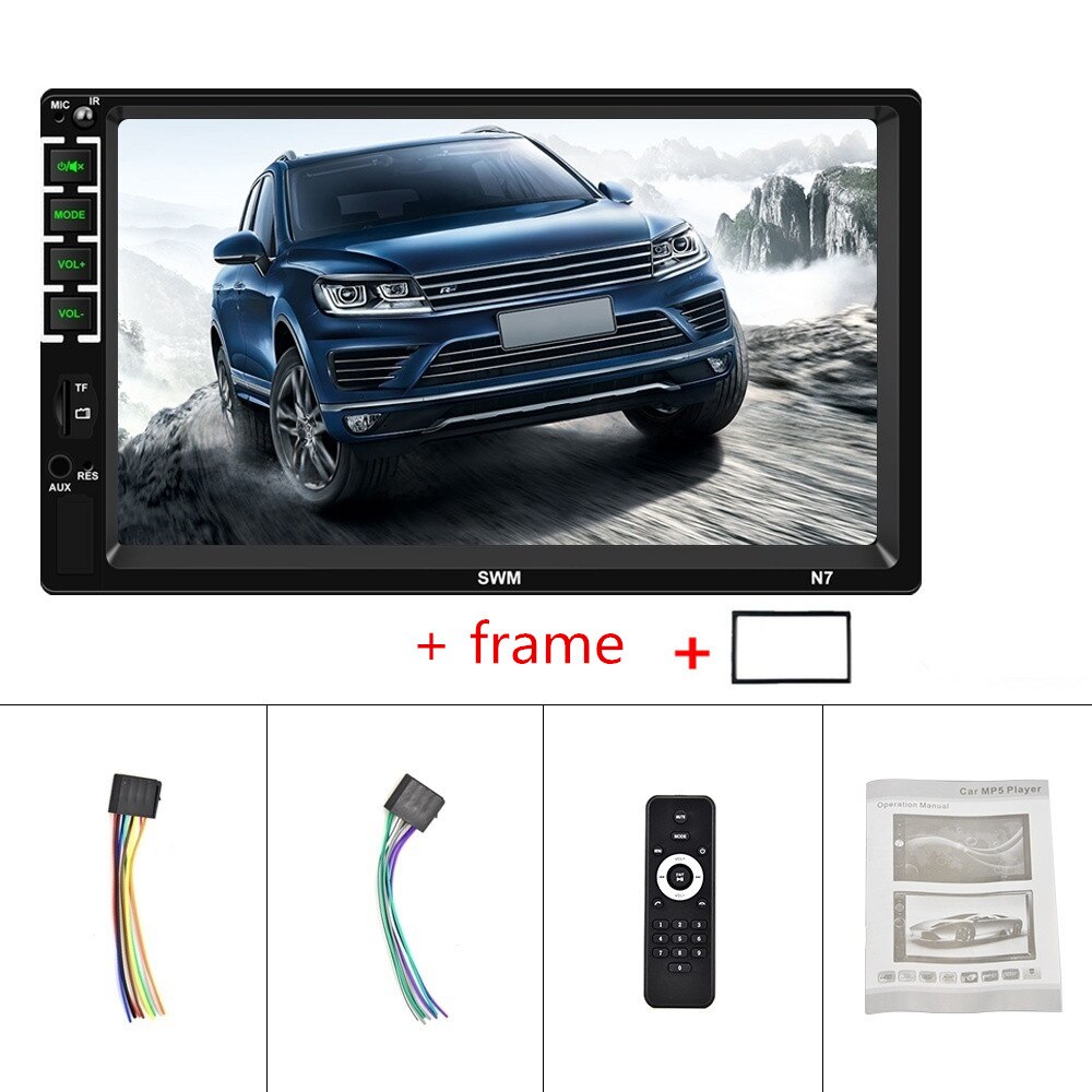 Autoradio 7" Double 2 DIN Head Unit Car Stereo MP5 Player Touch Screen Radio FM/USB/AUX: with frame