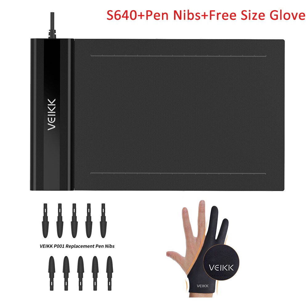 S640 Digital Graphics Drawing Tablet 6*4 inch Pen Tablet+8192 Levels Pressure Passive Pen 5080 LPI One-Touch Eraser Hand Painted: with Accessory