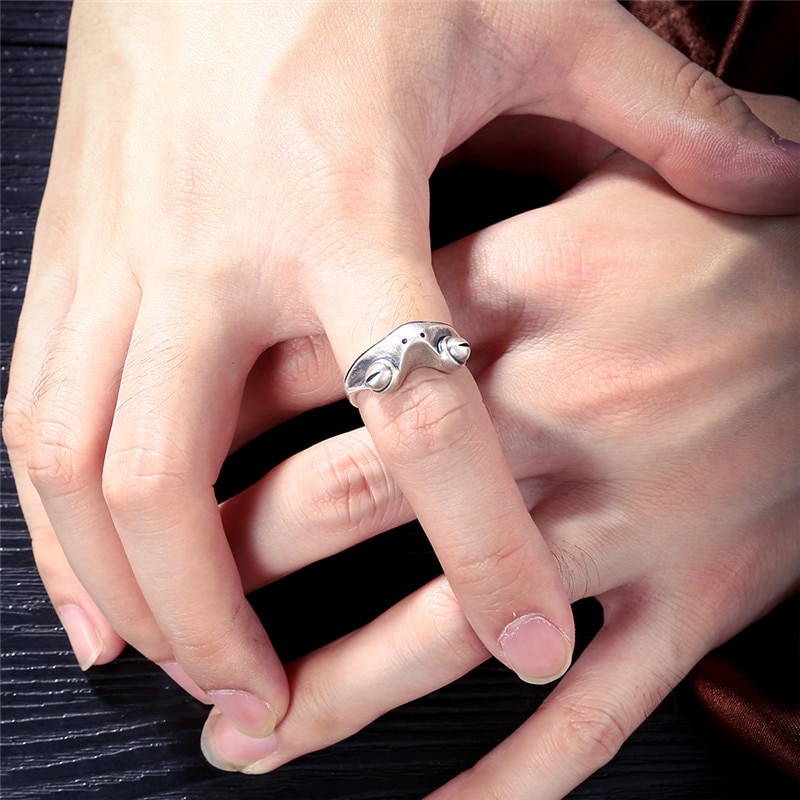 GAGAFEEL S925 Sterling Silver Frog Rings Open Ring Fine Jewelries for Women Female Top