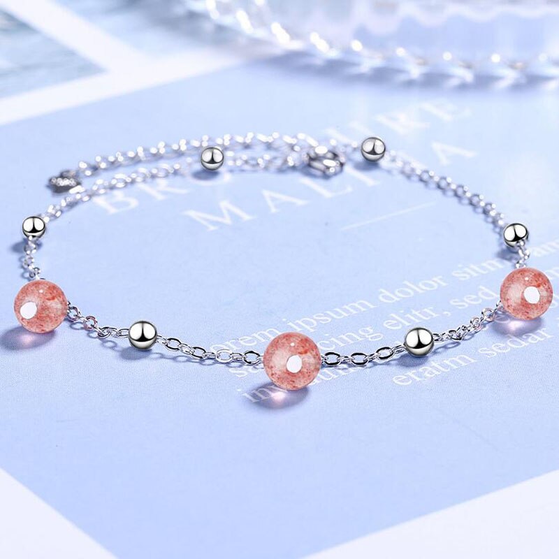 Nette/Romantische 925 Sterling Silber Kette Fußkettchen Mädchen Fuß Schmuck Kristall Rosa Perle Knöchel Armbinde Frauen Strand Party Zubehör