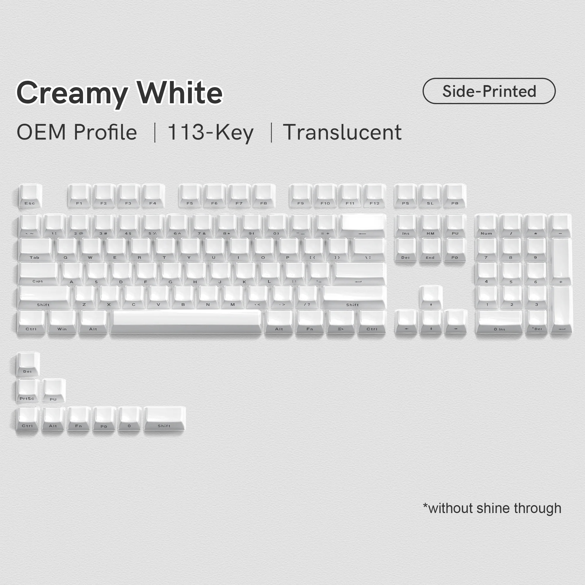 Womier White Crystal Jelly Keycaps Aangepaste zijkant bedrukte Keycaps 113 toetsen OEM-profiel voor Cherry MX Switches Mechanisch toetsenbord: orange