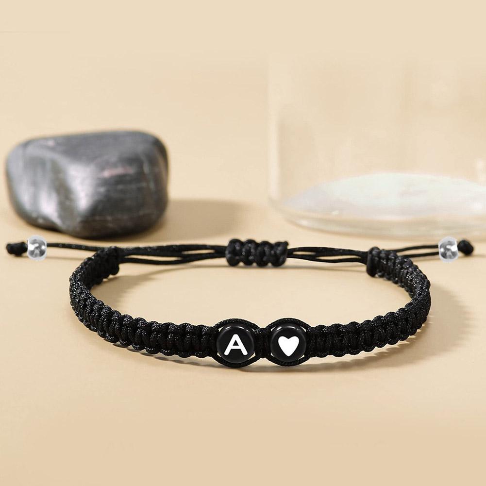 Pulseras de corazón con inicial de 26 letras, pulseras trenzadas con nombre de A-Z ajustables hechas a mano para mujeres y hombres, de joyería de amistad