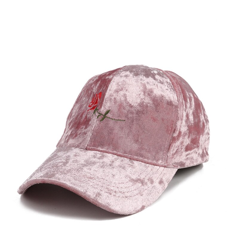 Sammet keps kvinna ros broderade keps casual utomhus snapback kepsar: Färg 4
