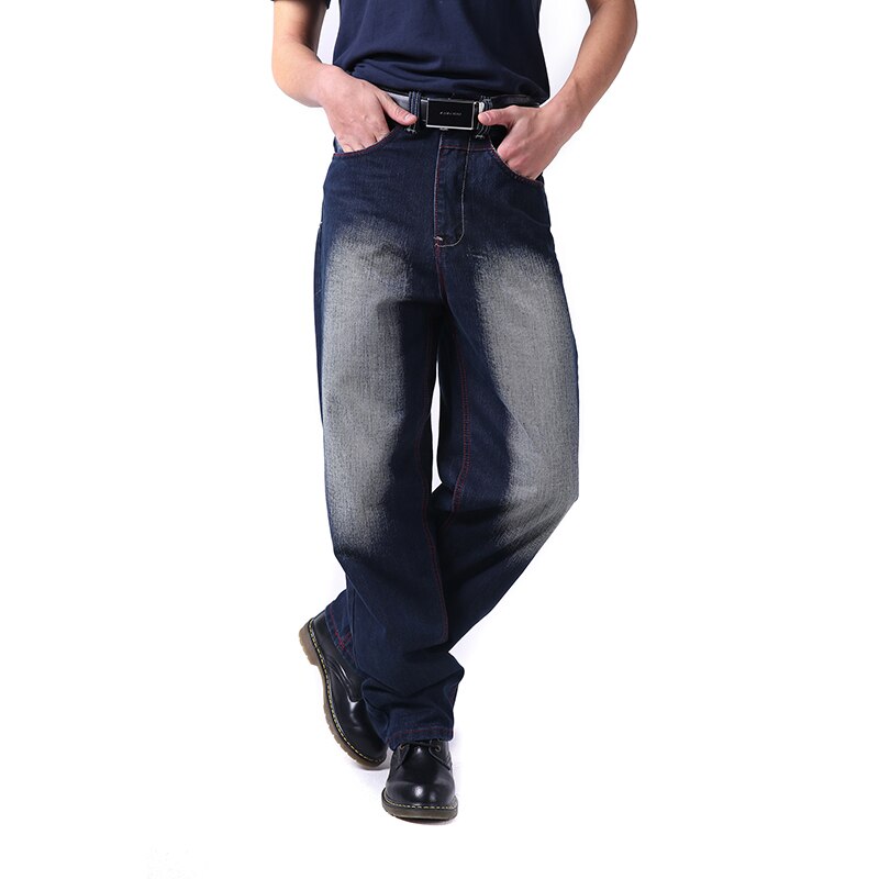 Cool hip hop herrejeans plus størrelse 30-46 syrevasket vintage retro falmet farve løs pasform baggy denimbukser til hipster