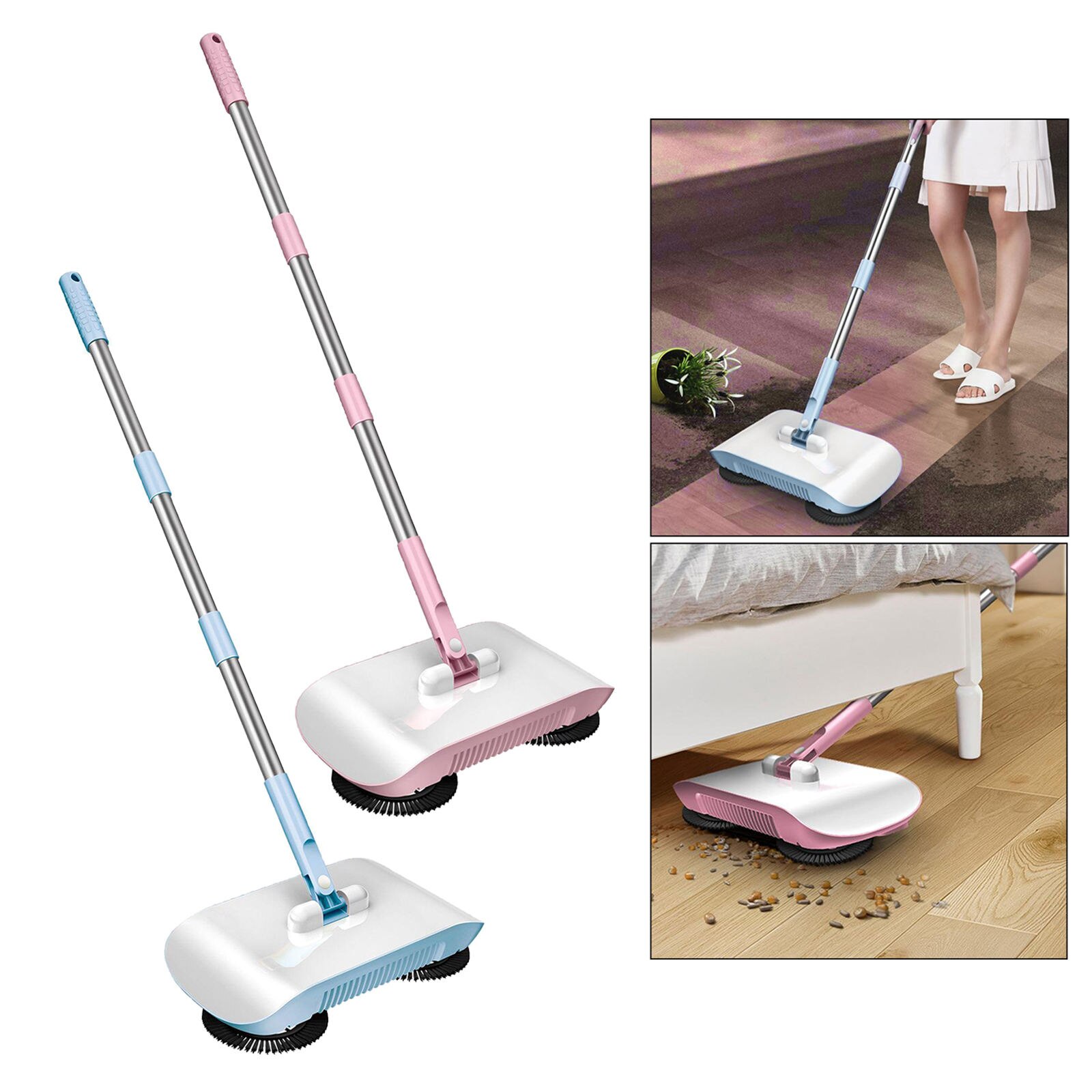 Rotating Hand Broom Sweeper Hard Floor Dust Cleaning Tool, 360 Degree Rotation