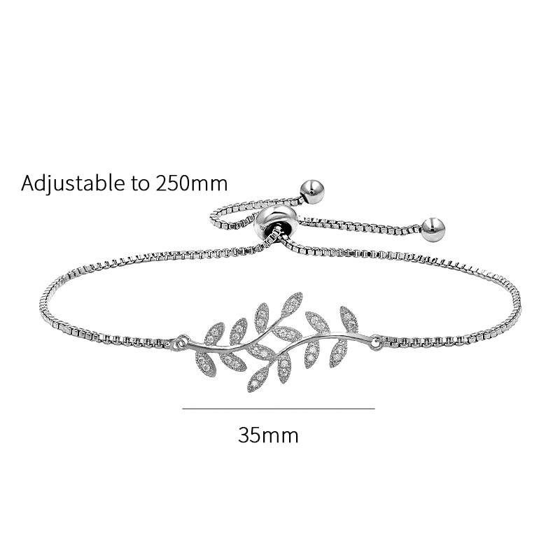 Weimanjingdian bladform kubikk zirconia cz bolo armbånd i måke / sølv farge belagt