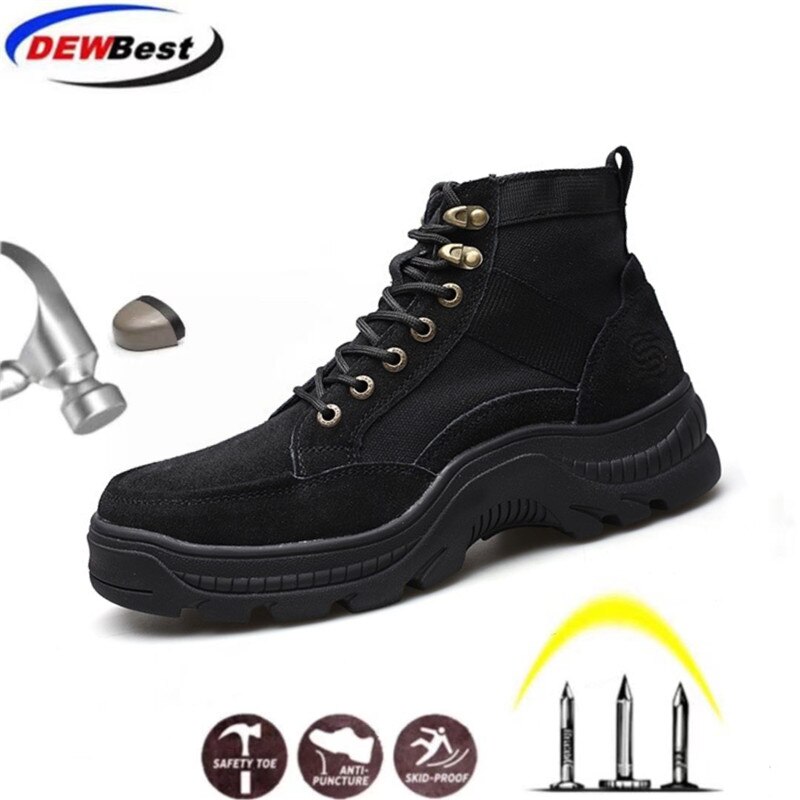 Niezniszczalne buty męskie ochronne buty robocze z stalowa nasadka na palec odporne na przebicie buty lekkie oddychające sneakersy Dropshipping