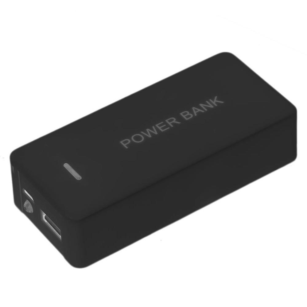 Portable Power Bank Case External Mobile Backup Powerbank Battery Case USB Universal Charger Adapter Storage Box: Black