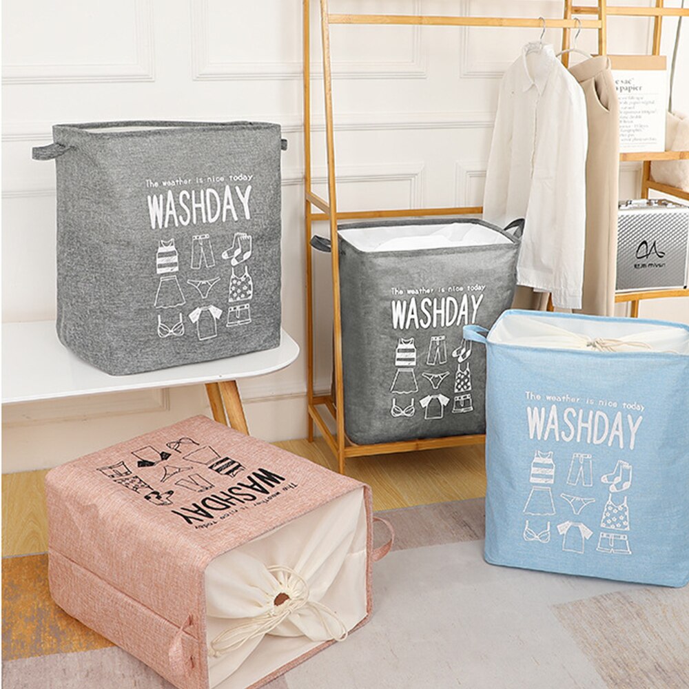 75L Large Folding Dirty Laundry Basket Organizer Toy Clothes Storage Bucket Collapsible Drawstring Laundry Hamper with Handle