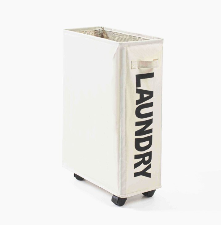 Noolim sammenklappelig snavset vasketøjskurv med hjul hjul bærbar tøjorganisator opbevaringskurv vasketøjsposer med høj kapacitet: Hvid