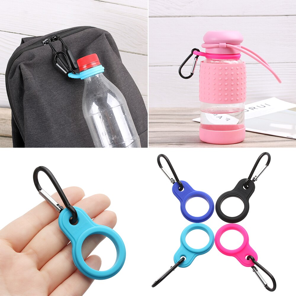 Sports Outdoor Kettle Buckle Carabiner Water Bottle Holder Camping Hiking Aluminum Rubber Buckle Hook