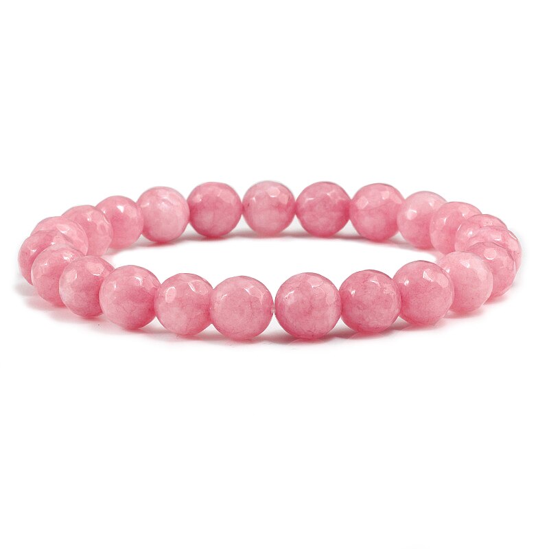 Natürliche Stein Rosa Rose Pulver Edelstein Perlen Armbinde Frauen Armbänder Elastische Armreifen Schmuck Yoga Liebhaber Mädchen Handarbeit: Gem rosa