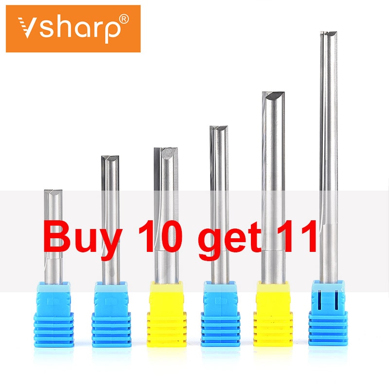 6mm 8mm 10mm Shank Tungsten Carbide 2 Flutes Straight Milling Cutter CNC Tools For MDF, Particleboard, Plywood, PVC, Acrylic