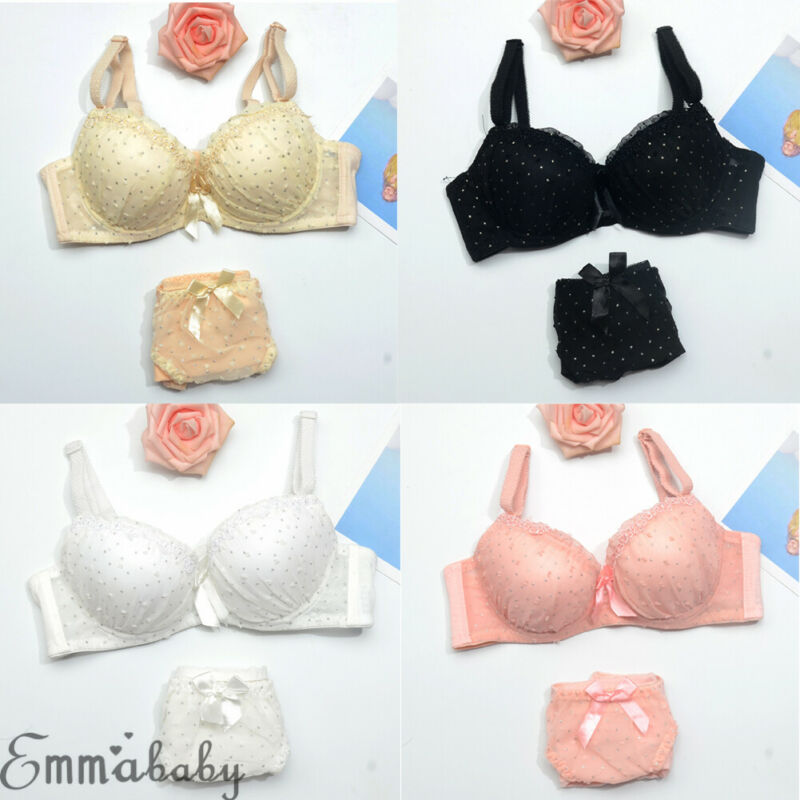 Crystal Women Ladies Lace Bra Sets Underwear Set Push Up A/B Bra and Panty Set