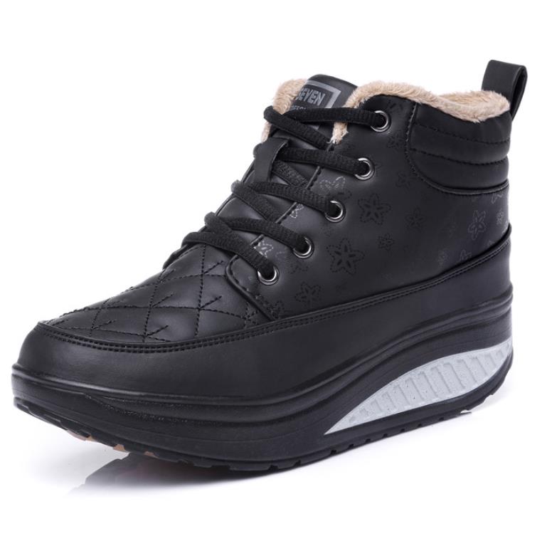 Bottes d'hiver en laine confortables à lacets pour femmes