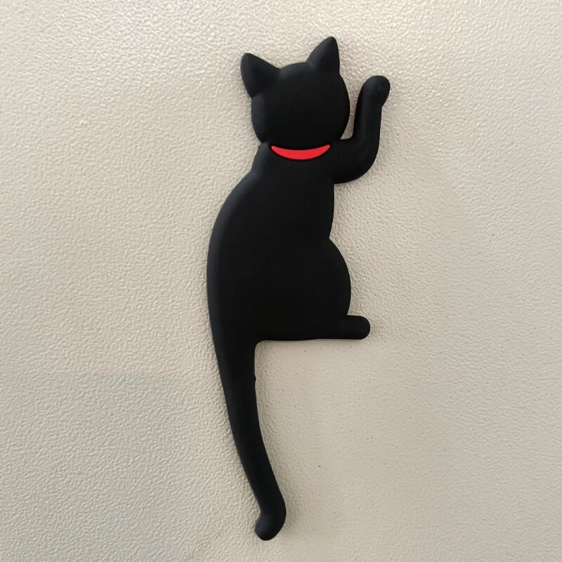 Kühlschrank-Magnethaken im süßen Katzen, Kawaii-Kühlschrankaufkleber, stanzfreier Magnethaken, magnetischer Aufbewahrungshaken: WHITE