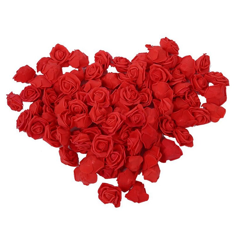 200 stk 6cm skum rosehoveder kunstige blomsterhoveder bryllupsdekoration  , 100 stk mælkehvid & 100 stk rød