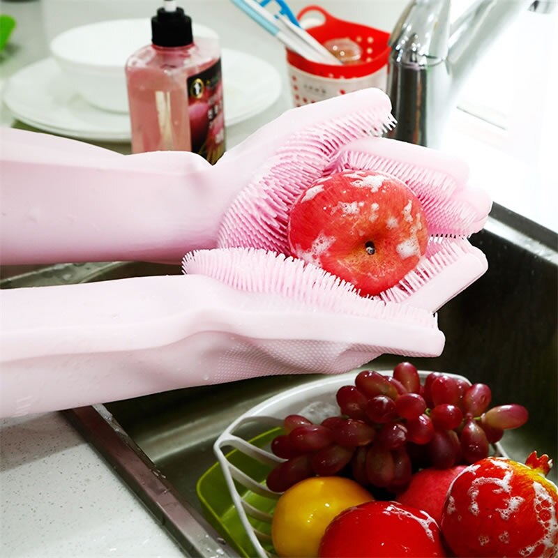 Silikone skrubberhandsker opvask af bil rengøring mad service prep kæledyr hårpleje handsker køkken madlavning specialværktøj gadgets
