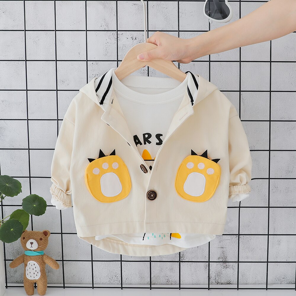 Kinderen Kid Hooded Sport Jas Fot Peuter Jongen Meisje Lange Mouw Patchwork Jas Rits Bovenkleding Jassen Herfst Jassen: Beige / 12m