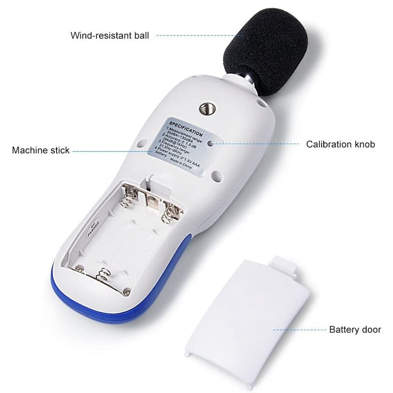 Sound Level Meter Portable Digital Decibel Meter, o Noise Measurement 30-130Dba Maximum/Min HOLD Data LCD Backlight