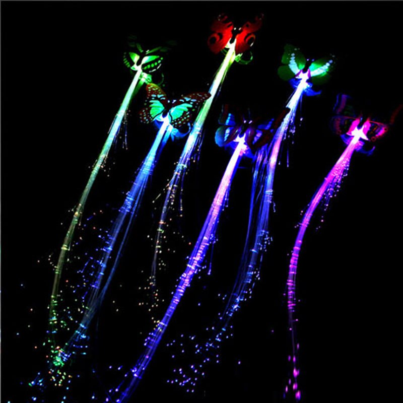 Led Shining Glow Haar Vlecht Flash Fiber Haarspeld Clip Lichtgevende Vlinder Hoofdband Lichtgevende Led Party Led Kerstcadeau