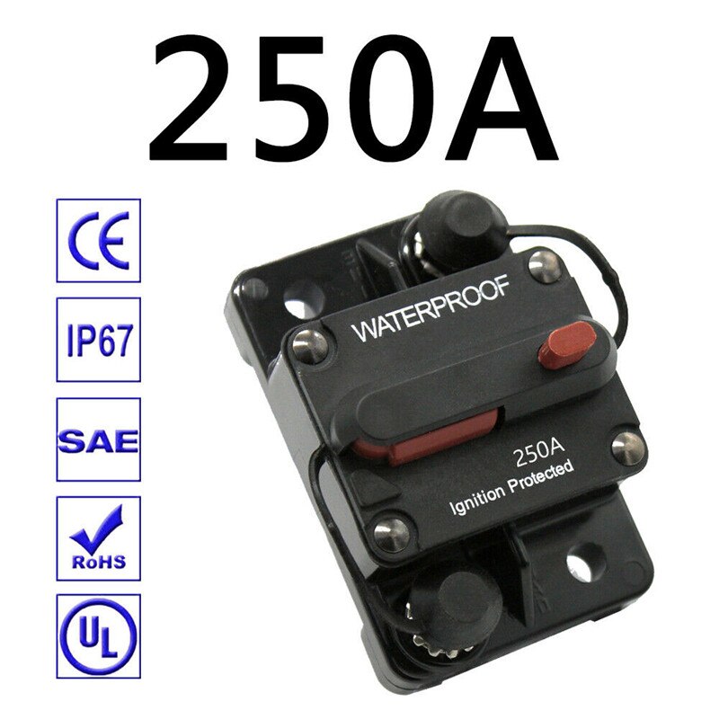 Circuit Breaker Fuse Reset 60A-300A AMP 12-48V DC Car Boat Auto Waterproof: 250A