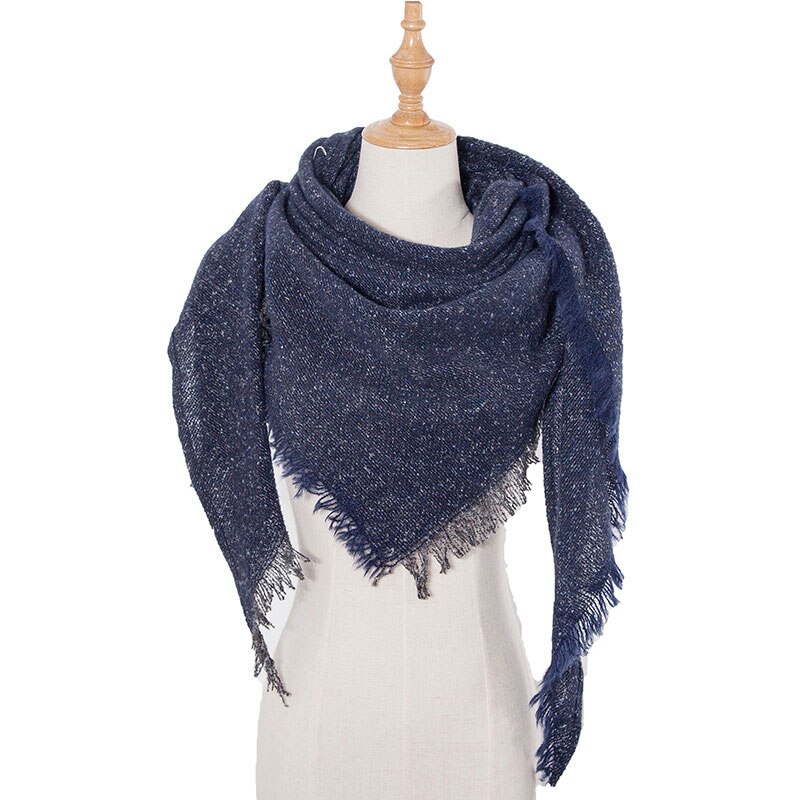 Women Winter Warm Scarf Knit Pashmina Bandana Solid Female Warm Triangle Double Size Scarves Blanket Shawls And Wraps Bufanda