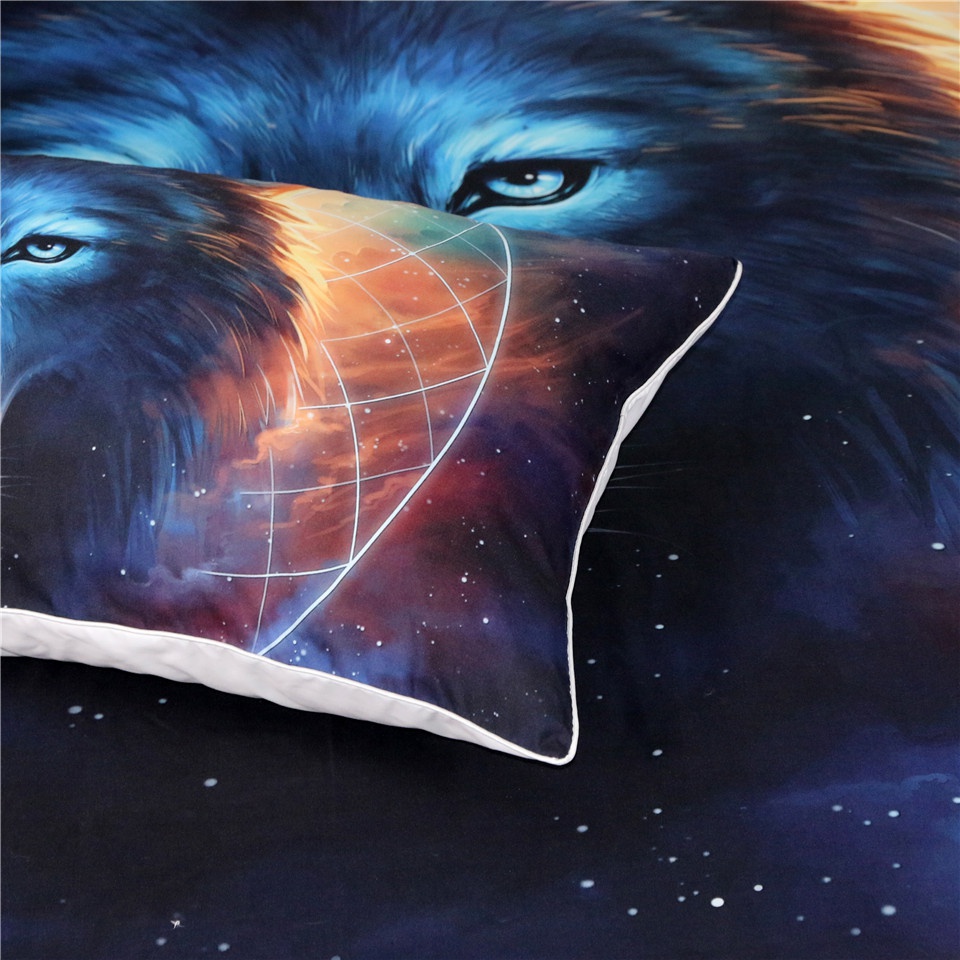 3pcs Cosmos wolf Duvet Cover Sets Bedding Set Bedroom Decor(US/UK/AU EU Size)
