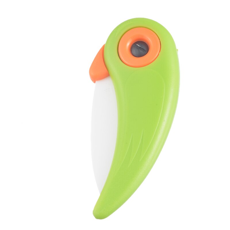 Mini Blade Keramische Pare Schil Dunschiller Pocket Fold Mes Cut Slice Picknick Fruit Bestek Cutter Vogel Groente Keuken Zak Doos: green