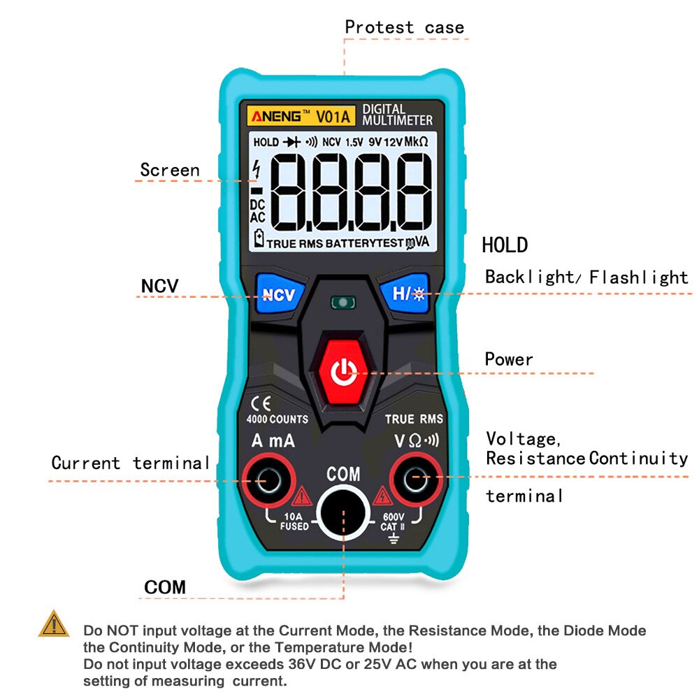 Digital Multimeter DC AC Voltmeter Current Tester Meter with Diode Continuity Test Automatic Multi Function Anti-Burn _WK