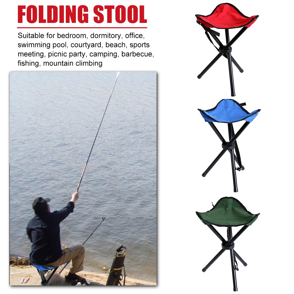 Silla plegable con trípode para pesca, taburete plegable para acampar al aire libre, portátil, Mate, ultraligero, 3 colores, 1 unidad