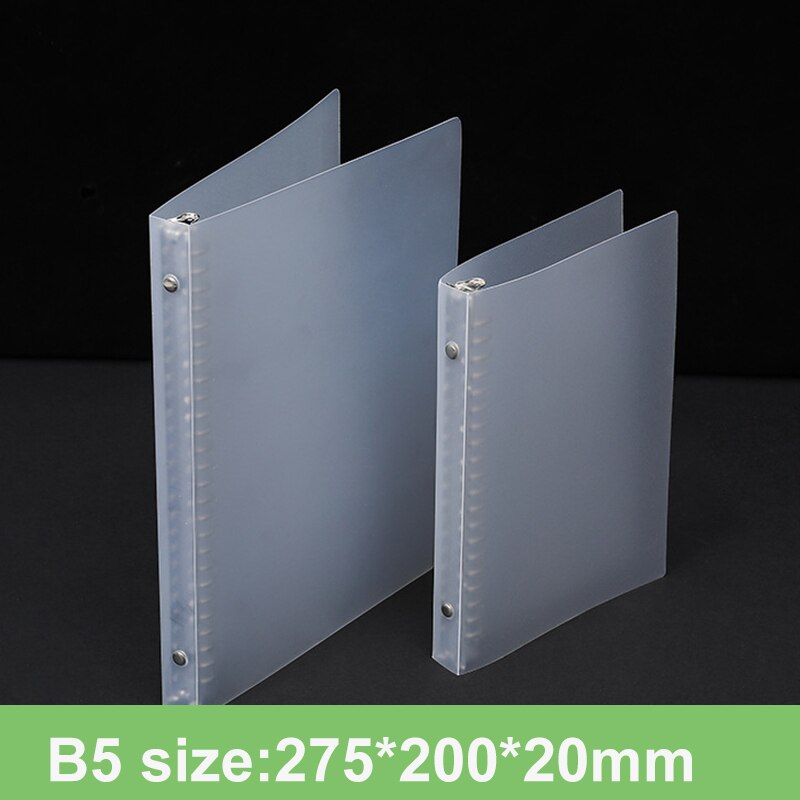 1pc transparent folder pp binder A4 B5 plastic shell multi-functional metal loose-leaf folder file folder office supplies: B5 26 hole