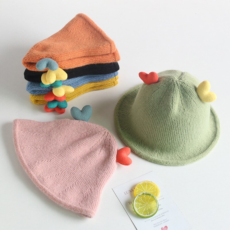 Babymuts winter kinderen snoepkleur liefde gebreide muts vissersmuts baby warme wollen muts douchemuts mutsen voor vrouwen
