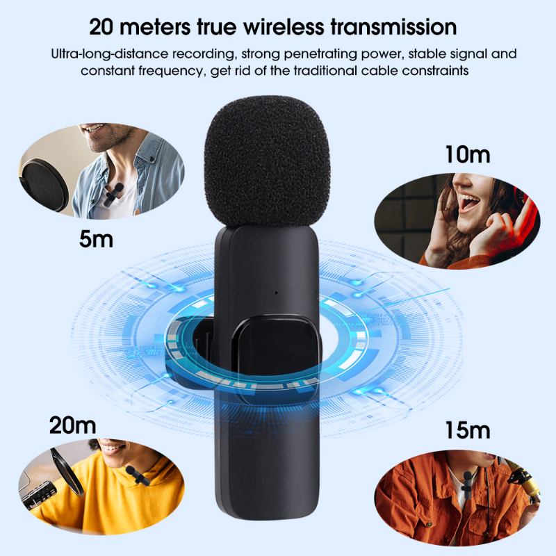 Wireless 3.5mm Lavalier Microphone Bluetooth 5.0 Recording Universal Mini Mic for Camera Speaker Smartphone Lapel Microphone