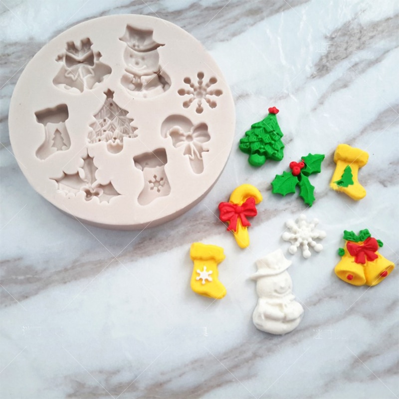 Kerstboom Santa Vorm Silicone Mold Sugarcraft Diy Fondant Taart Decoreren Gereedschappen Cupcake Koekjes Bakken Accessoires