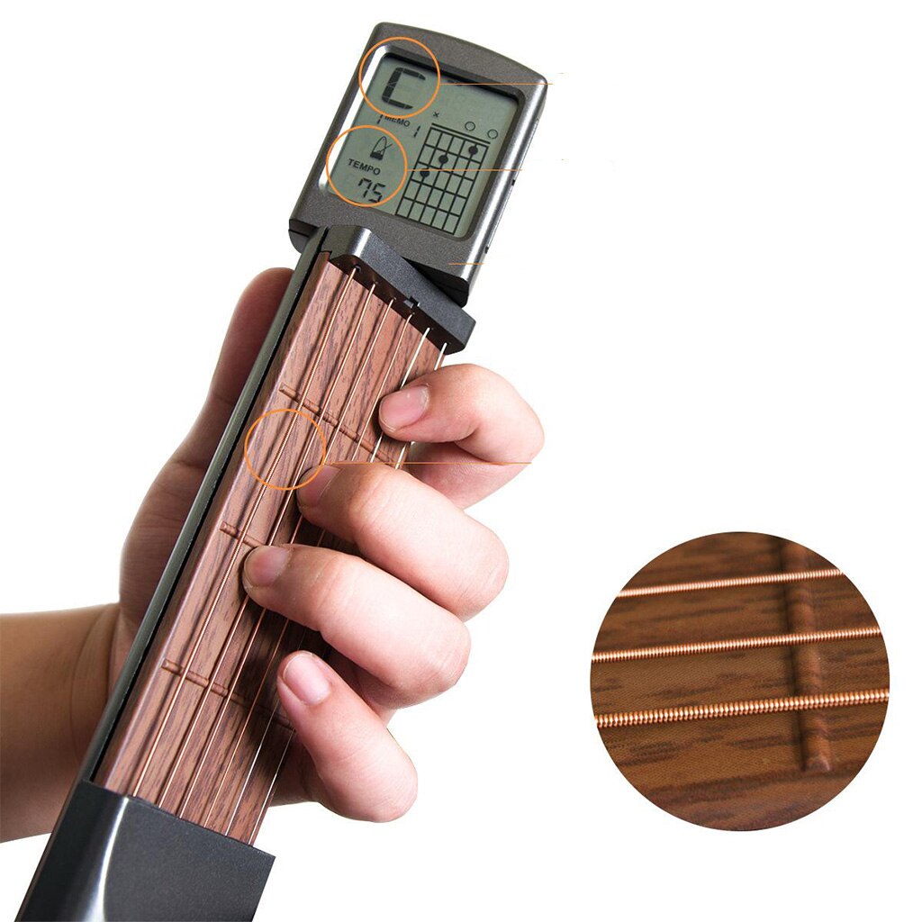 6- -tone lomme guitar træner roterbar akkorder diagram skærm øvelse værktøj