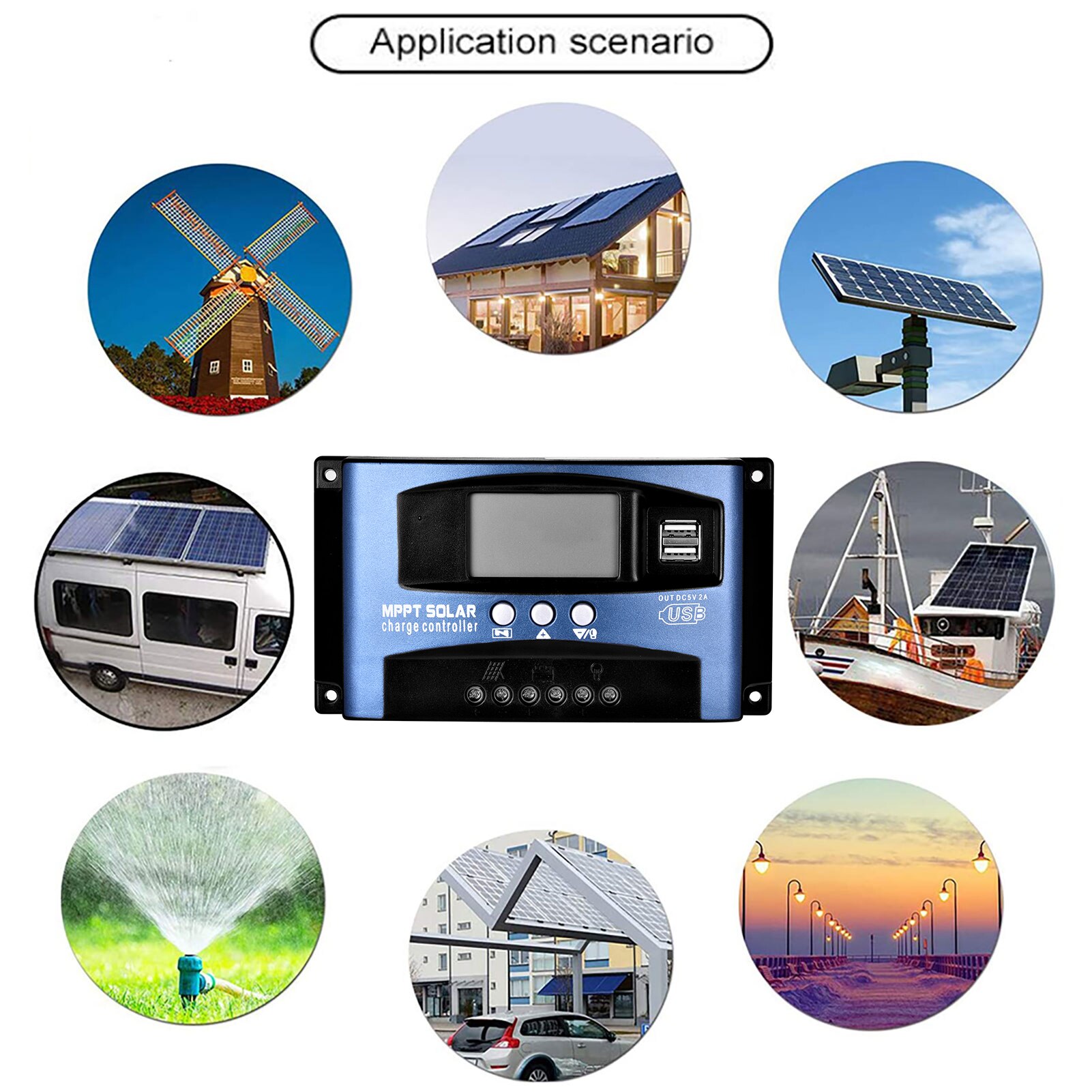 MPPT 60A/50A/30A/80A/100A /150A Solar Charge Controller Dual USB LCD Auto Solar Panel Battery Charge Controller Voltage Regulat