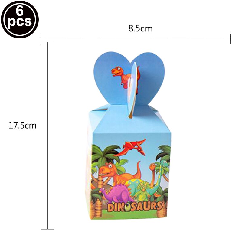 Dinosaur Party Supplies Disposable Tableware Set Paper Plates Napkins Straws Kids Birthday Decoration Baby Shower Boy: Candy box 6pcs