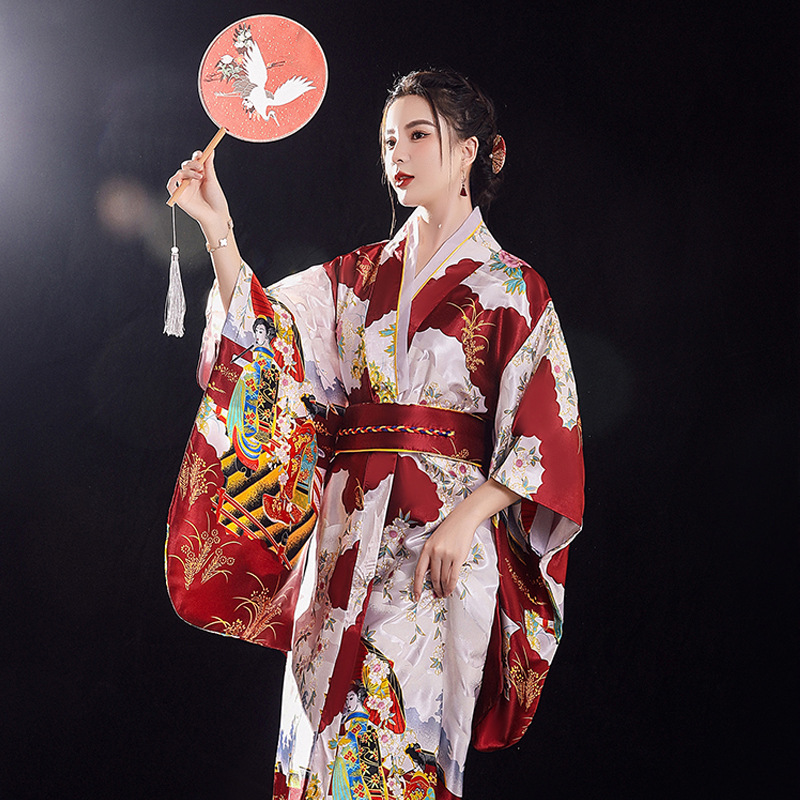 Japanse Traditionele Kimono Voor Vrouwen Herfst Winter Lange Mouw Losse Afdrukken Pyjama Dames Stage Performance Cosplay Kostuum: Color7