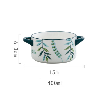 Porcelain Dinner Plate Set Round Green Plants Dish Sets Ceramic Cake Dessert Plate Bowl Mug Cups Dinnerware Decorative Flatware: 5