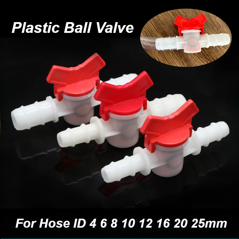 1pcs PVC Slangpilaar Tweeweg Plastic Kogelkraan Aquarium Tuin Micro Irrigatie Connector 4mm 6mm 8mm 10mm 12mm 16mm 20mm 25mm