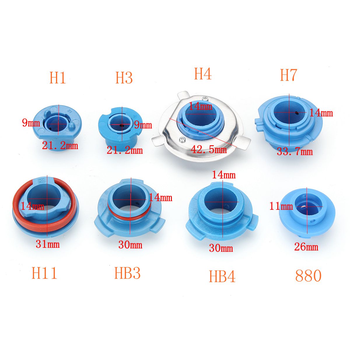 Base de lâmpada de farol para carro, 2 peças, suporte para substituição 880/hb4/hb3/h11/h7/h4/h3/h1