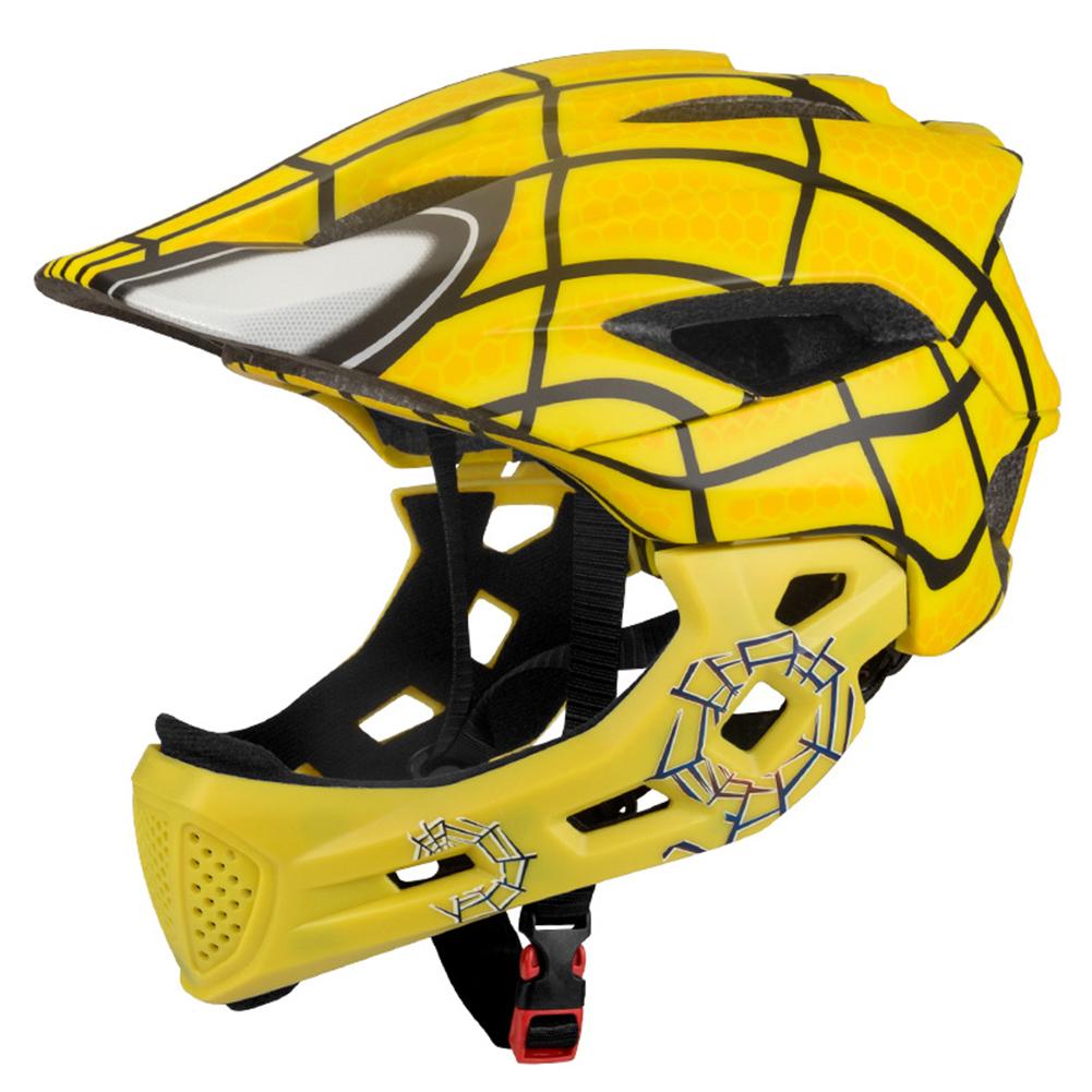 Kid LED Mountain Mtb Road Bicycle Helmet Detachable Pro Protection Children Full Face Bike Cycling Helmet Sports Helmet: Yellow