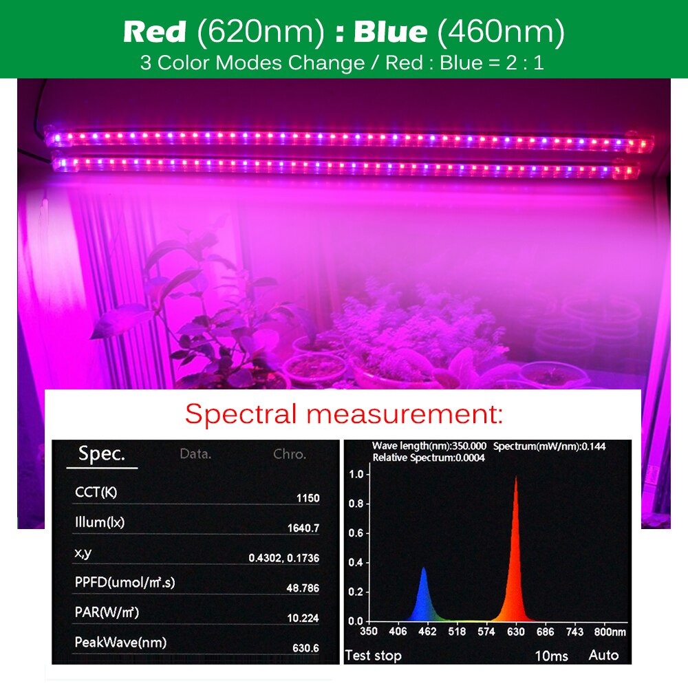 Dimmable LED Grow Light Full Spectrum USB Indoor Plant Growth Lights Strip with Controller LED Bars for Greenhouse Veg Seedlings