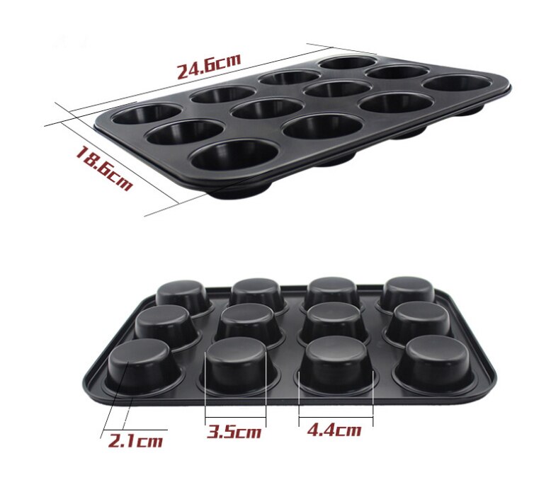 12 Mini Cup/6 Normale Cups Anti-aanbak Muffin Bakken Pan Thicken Ronde Vorm Bakvormen Cupcake Cakevorm Bakvorm: 12 cup Mini