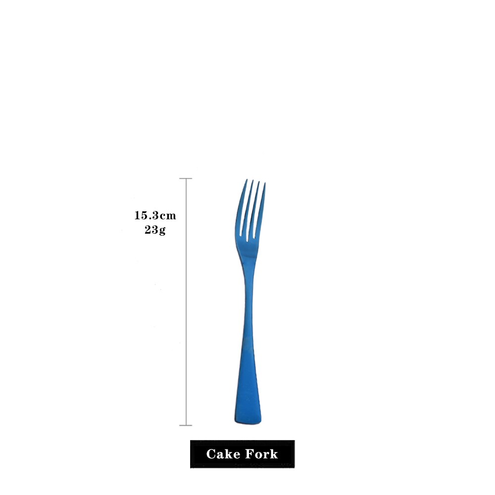 Mirror Blue Cutlery Set 18/10 Stainless Steel Tableware Dinnerware Set Steal Knife Spoon Fork Dinner Set Kitchen Flatware Set: 1Pc Cake Fork