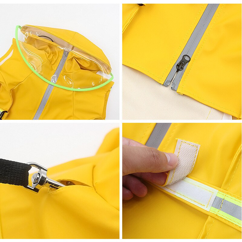 Dog Raincoat Pet Rain Coat for Dog Clothes Hoodies with Hat Reflective Tape Waterproof Rain Jacket for Medium Large Dog slicker