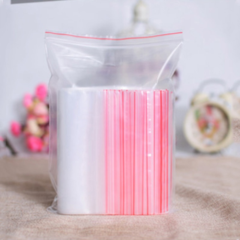 100 stk plastik polyposer greb genlukkelig genlukkelig zip lock taske arrangør diverse vandtæt selvforsegling opbevaring klar taske