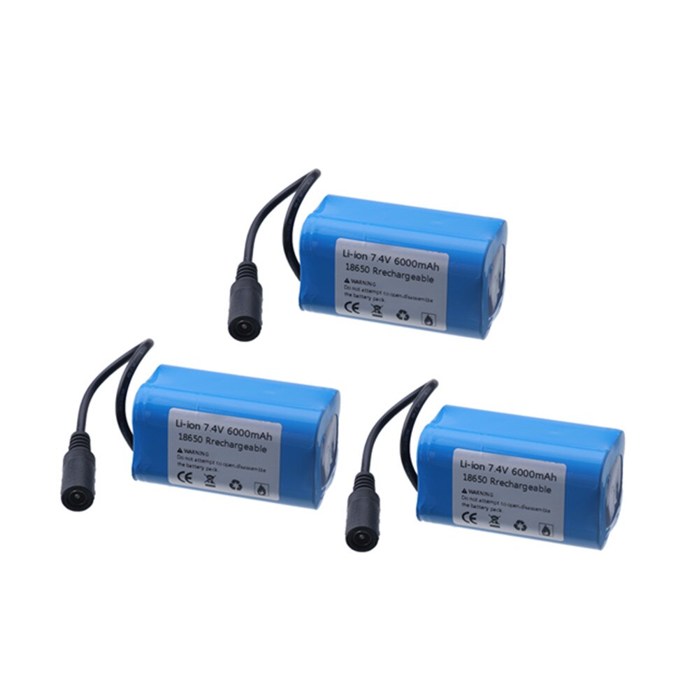 7.4v 12000 mah 6000 mah batteri til  t188 t888 -5 v007 c18 h18 så på fjernkontroll rc fiske agn båt deler: 3 stk 6000 mah